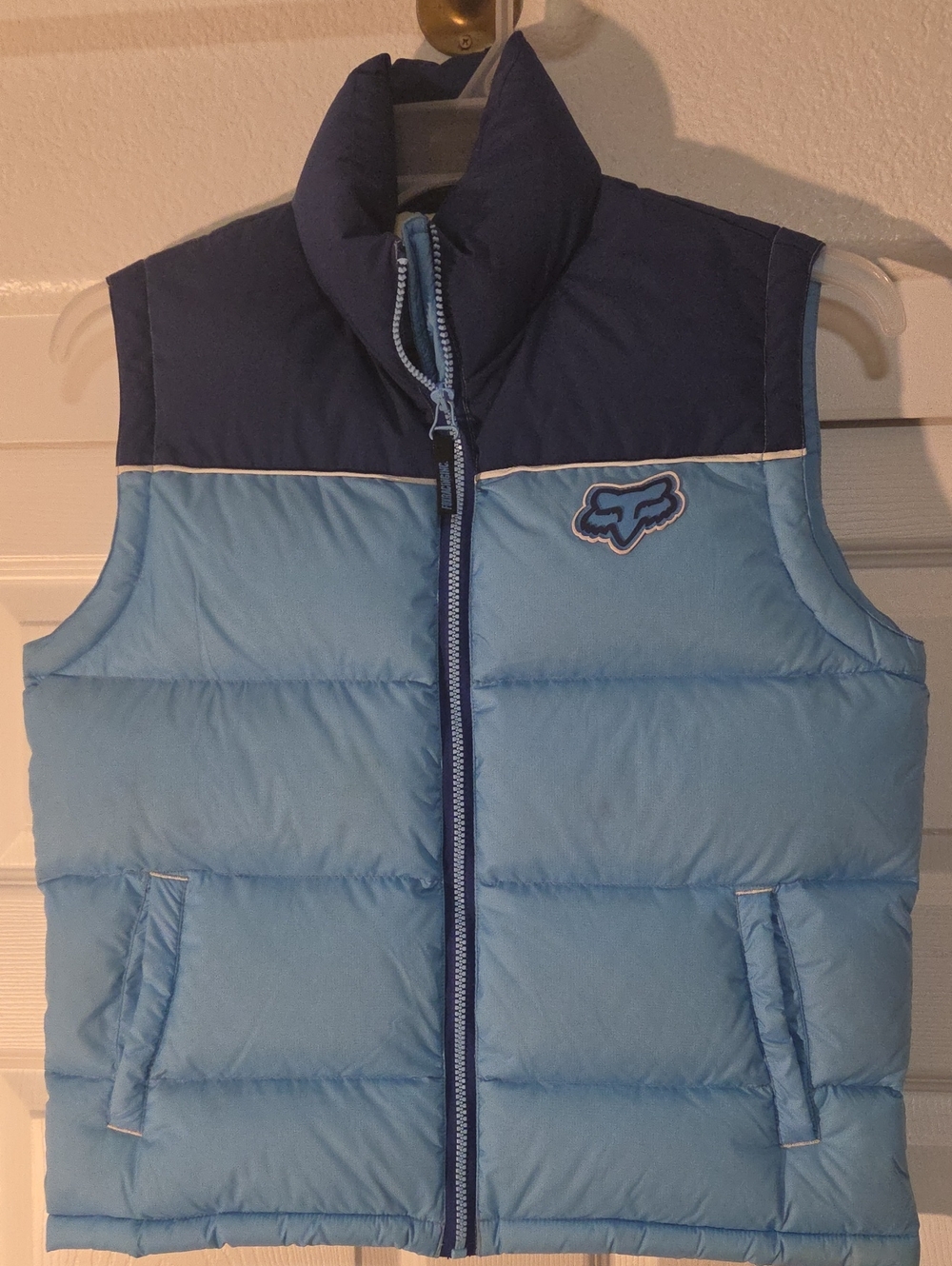 Vintage Y2K Fox Light Blue and Navy Puffer Vest